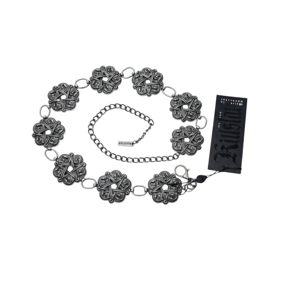 Killstar Mystic Maven Silver Concho Pentagram Chain Belt NWT Goth - Picture 3 of 5